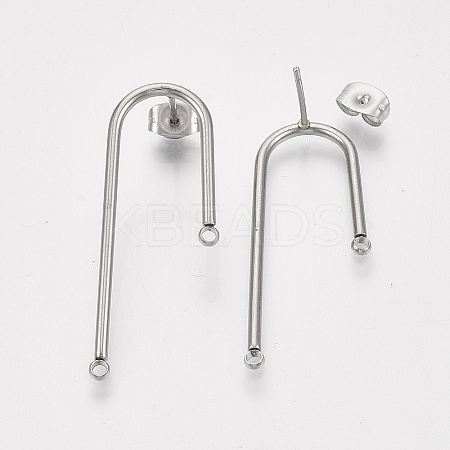 Left and Right Non-Tarnish 304 Stainless Steel Stud Earring Findings LS-X-STAS-S079-143A-1