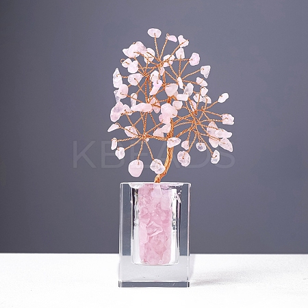 Natural Rose Quartz Chips Money Tree Display Decorations PW-WG1CBB9-02-1