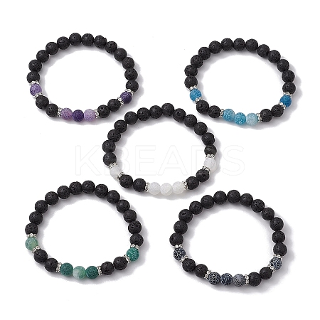 Natural Weathered Agate Stretch Bracelets BJEW-JB11101-1