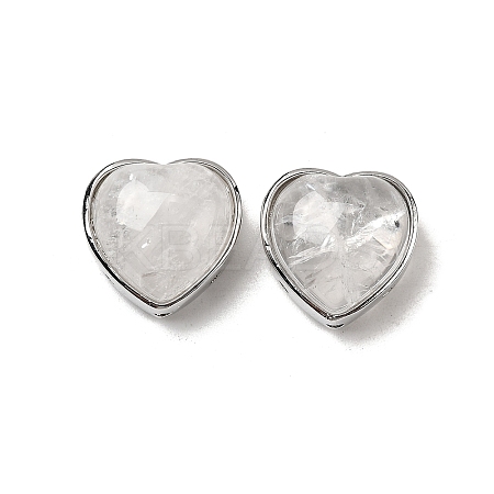 Brass Pave Natural Quartz Crystal Heart Multi-Strand Links G-B149-13P-05-1