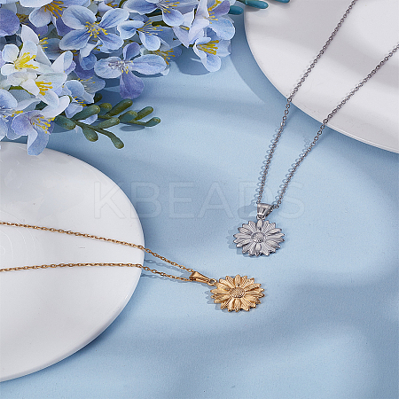 2Pcs 2 Colors 304 Stainless Steel Pendants STAS-LP0004-32-1