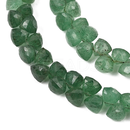 Top Drilled Faceted Triangle Natural Green Strawberry Quartz Beads Strands GG-NH0010-D01-01-1