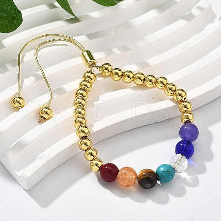 Long-Lasting Plated Brass Beads Slider Bracelets for Women BJEW-K268-02G-1