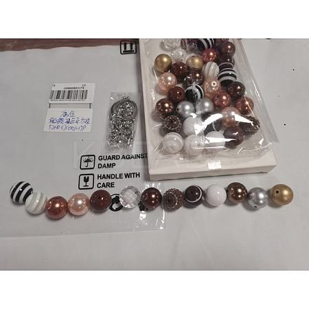 50Pcs 13 Styles Rugby Theme Round ABS Plastic Imitation Pearl Beads OACR-CJ0001-69-1