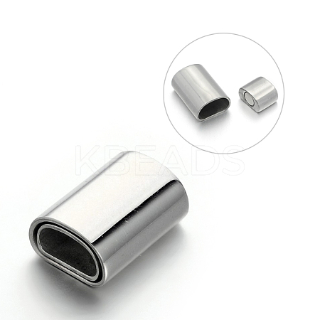 Tarnish Resistant Rectangle 304 Stainless Steel Magnetic Clasps with Glue-in Ends STAS-M195-07-1