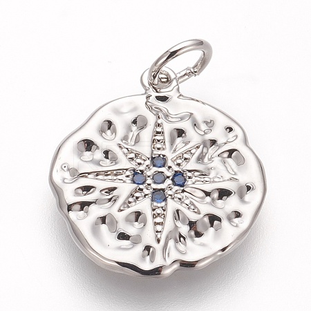 Brass Micro Pave Cubic Zirconia Pendants KK-P156-13P-02-NR-1