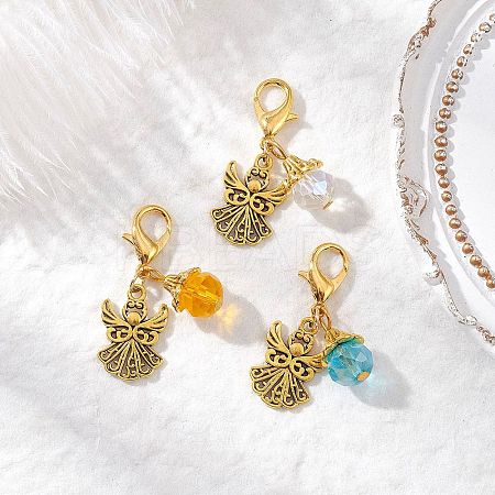 3Pcs Tibetan Style Alloy Angel Pendant Decorations HJEW-JM03837-1