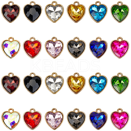 24Pcs 12 Colors Faceted Glass Rhinestone Pendants GLAA-SC0002-72-1