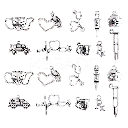 100pcs 10 Styles Tibetan Style Alloy Pendants TIBEP-CJ0001-44-1
