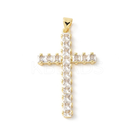 Brass Micro Pave Cubic Zirconia Pendants KK-P294-04G-1