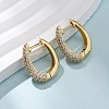 Oval Brass Micro Pave Clear Cubic Zirconia Hoop Earrings EJEW-G458-01G-1