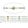 Brass Enamel & Synthetic Turquoise Link Chain CHC-A009-02G-2