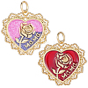 6Pcs 2 Colors Mother's Day Brass Enamel Pendants KK-BBC0029-28-7