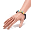 Natural Lava Rock & Weathered Agate(Dyed) Round Beaded Stretch Bracelet BJEW-JB08399-02-3