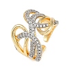 Brass Micro Pave Cubic Zirconia Adjustable Open Cuff Rings RJEW-C140-17G-4