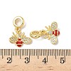 Brass Pave Clear Cubic Zirconia Bee European Dangle Charms KK-K293-73G-3