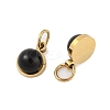 Ion Plating(IP) Natural Black Onyx(Dyed & Heated) Half Round Charms with Jump Ring STAS-A097-05G-10-2