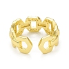 Clear Cubic Zirconia Hollow Out Octagon Open Cuff Ring RJEW-C047-01G-3