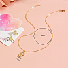 Brass Pave Cubic Zirconia Stud Earrings & Pendant Necklaces Sets for Women Golden LS-GL8685-3-2
