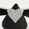 Heart Brass Micro Pave Cubic Zirconia Cuff Rings for Women RJEW-A069-12P-02-1