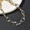Brass Enamel Flat Round Evil Eye Link Chain Bracelets for Women BJEW-G764-01G-05-2
