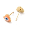 Enamel Heart with Evil Eye Stud Earrings EJEW-P210-05G-02-2