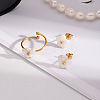 Fashion Stainless Steel Flower Cuff Rings & Stud Earrings Sets for Women WL9140-1-1