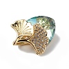 Real 18K Gold Plated Rack Plating Brass Micro Pave Clear Cubic Zirconia Pendants KK-C015-24G-02-2