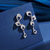 925 Sterling Silver Cubic Zirconia Leaf Stud Earrings EJEW-L294-011P-5