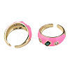 Cubic Zirconia Open Cuff Ring with Enamel RJEW-N035-128C-3