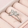 304 Stainless Steel Crystal Rhinestone Cuff Rings for Women RJEW-G338-02P-2