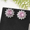 Flower Brass Micro Pave Clear Cubic Zirconia Stud Earrings for Women EJEW-G428-17P-3