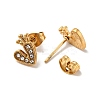 Heart with Crown 304 Stainless Steel Rhinestone Stud Earrings EJEW-A081-16G-3