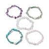 5Pcs 5 Styles Natural Rose Quartz & Quartz Crystal & Howlite & Green Aventurine & Amethyst Chip Beaded Stretch Bracelets for Women BJEW-JB10935-1