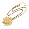 304 Stainless Steel Sunflower Pendant Wheat Chain Necklaces NJEW-P344-02G-4