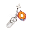 Evil Eye Glass Seed Loom & Cross Alloy Pendant Decoration HJEW-MZ00082-4