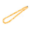 Round Natural Yellow Jade Beaded Necklaces NJEW-F327-02B-04-01-2