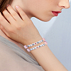 2Pcs 2 Styles Word Acrylic & Brass Heart Beaded Stretch Bracelets BJEW-LP0004-27-1