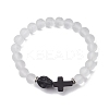Halloween Skull & Cross Dyed Synthetic Turquoise Bracelets BJEW-JB10852-01-1