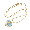 304 Stainless Steel Enamel Flower Heart Pendant Necklaces NJEW-H088-01G-5