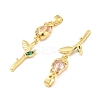 Flower Brass Micro Pave Cubic Zirconia Pendants KK-M325-07G-2
