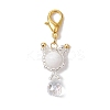 Natural Mashan Jade & Glass Seed Beaded Cat Pendant Decoration HJEW-MZ00157-01-2