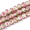 Handmade Lampwork Inner Flower Rondelle Beads Strands LAMP-T022-24J-1