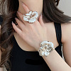 Iron Open Cuff Bangle & Ring Set for Women WG478CE-04-2