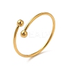 Ion Plating(IP) 304 Stainless Steel Wire Wrapped Open Cuff Ring for Women X-RJEW-E066-12G-1