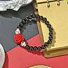 Halloween Theme 8.5mm Synthetic Black Stone Beaded Stretch Bracelets BJEW-JB10882-01-2