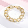 Brass Micro Pave Clear Cubic Zirconia Curb Chain Bracelets for Women BJEW-A034-04B-G-1