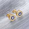 Blue Evil Eye Brass Stud Earrings ZIRC-Z017-01G-3