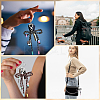 2Pcs 2 Colors Acrylic & Polyester Bowknot Pendant Decorations HJEW-GF0001-61-4