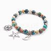Natural Ocean Jasper & Crazy Agate Charm Bracelets BJEW-JB03349-04-1